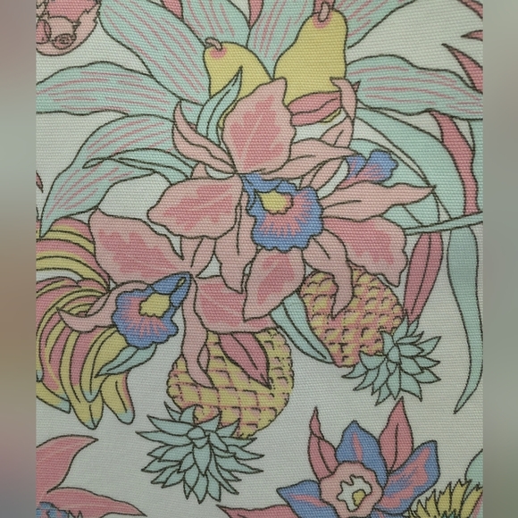 NEW Talbots Canvas A Line Skirt 4 Petite Ivory Pastel Jungle Tropical Parrot 4P - Picture 9 of 15